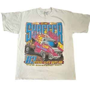 Vtg Tim Shaffer Drag Racing T Shirt Steel City Outlaw Graphic Tee Double Sided L